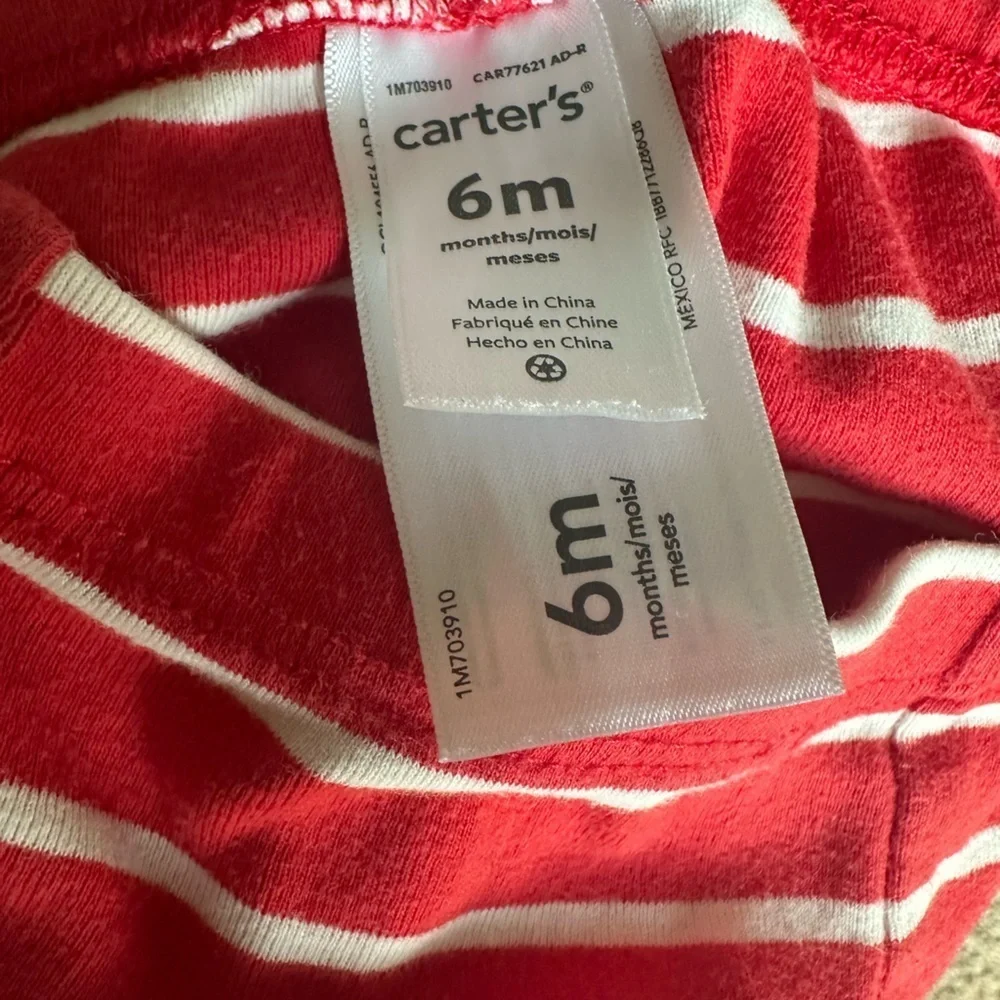 Preloved Red and White Striped Baby Leggings